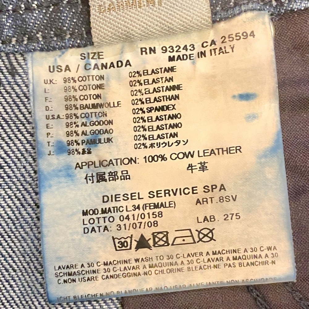 Diesel Matic W25 L34 Low Rise Slim Skinny Womens Jeans Actual 29x33.5 Distressed - Picture 13 of 16